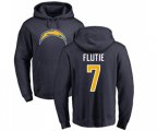 Los Angeles Chargers #7 Doug Flutie Navy Blue Name & Number Logo Pullover Hoodie