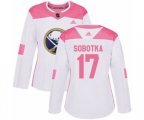 Women Adidas Buffalo Sabres #17 Vladimir Sobotka Authentic White Pink Fashion NHL Jersey