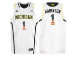 2016 US Flag Fashion-Michigan Wolverines Glenn Robinson III #1 Basketball Authentic Jersey - White