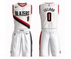 Portland Trail Blazers #0 Damian Lillard Swingman White Basketball Suit Jersey - Association Edition