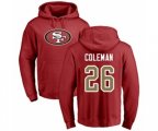 San Francisco 49ers #26 Tevin Coleman Red Name & Number Logo Pullover Hoodie