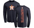 Houston Astros #21 Andy Pettitte Navy Blue Backer Long Sleeve T-Shirt