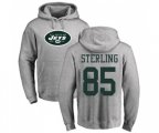 New York Jets #85 Neal Sterling Ash Name & Number Logo Pullover Hoodie