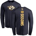 Nashville Predators #10 Colton Sissons Navy Blue Backer Long Sleeve T-Shirt