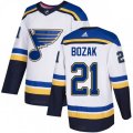 St. Louis Blues #21 Tyler Bozak Authentic White Away NHL Jersey