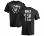 Oakland Raiders #12 Zay Jones Black Name & Number Logo T-Shirt