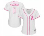 Women's Los Angeles Angels of Anaheim #0 Yunel Escobar Replica White Fashion Cool Base Baseball Jersey