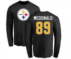 Pittsburgh Steelers #89 Vance McDonald Black Name & Number Logo Long Sleeve T-Shirt