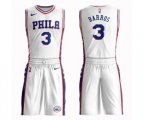 Philadelphia 76ers #3 Dana Barros Swingman White Basketball Suit Jersey - Association Edition