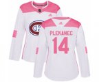 Women Montreal Canadiens #14 Tomas Plekanec Authentic White Pink Fashion NHL Jersey