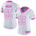 Women Denver Broncos #85 Virgil Green Limited White Pink Rush Fashion NFL Jersey