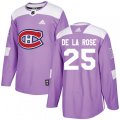 Montreal Canadiens #25 Jacob de la Rose Authentic Purple Fights Cancer Practice NHL Jersey