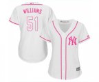 Women's New York Yankees #51 Bernie Williams Authentic White Fashion Cool Base Baseball Jersey