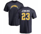 Los Angeles Chargers #23 Rayshawn Jenkins Navy Blue Name amp Number Logo T-Shirt