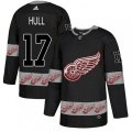 Detroit Red Wings #17 Brett Hull Authentic Black Team Logo Fashion NHL Jersey