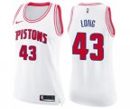 Women's Detroit Pistons #43 Grant Long Swingman White Pink Fashion Basketball Jersey