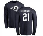 Los Angeles Rams #21 Nolan Cromwell Navy Blue Name & Number Logo Long Sleeve T-Shirt