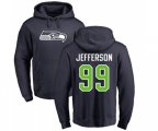 Seattle Seahawks #99 Quinton Jefferson Navy Blue Name & Number Logo Pullover Hoodie