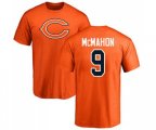 Chicago Bears #9 Jim McMahon Orange Name & Number Logo T-Shirt