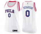Women's Philadelphia 76ers #0 Josh Richardson Swingman White Pink Fashion Basketball Jersey