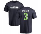Seattle Seahawks #3 Russell Wilson Navy Blue Name & Number Logo T-Shirt