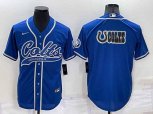 Indianapolis Colts Blue Team Big Logo With Patch Cool Base Stitched Baseball Jerse