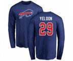 Buffalo Bills #29 T.J. Yeldon Royal Blue Name & Number Logo Long Sleeve T-Shirt
