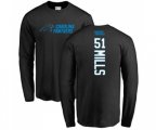 Carolina Panthers #51 Sam Mills Black Backer Long Sleeve T-Shirt