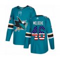 San Jose Sharks #46 Nicolas Meloche Authentic Teal Green USA Flag Fashion Hockey Jersey