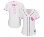 Women's Tampa Bay Rays #2 Yandy Diaz Authentic White Fashion Cool Base Baseball Jersey