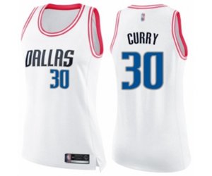 Women\'s Dallas Mavericks #30 Seth Curry Swingman White Pink Fashion Basketball Jersey
