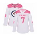 Women Winnipeg Jets #7 Dmitry Kulikov Authentic White Pink Fashion Hockey Jersey