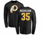 Washington Redskins #35 Montae Nicholson Black Name & Number Logo Long Sleeve T-Shirt