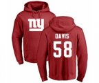 New York Giants #58 Tae Davis Red Name & Number Logo Pullover Hoodie