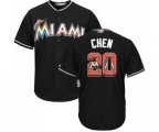 Miami Marlins #20 Wei-Yin Chen Authentic Black Team Logo Fashion Cool Base Baseball Jersey