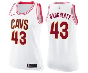 Women\'s Cleveland Cavaliers #43 Brad Daugherty Swingman White Pink Fashion Basketball Jersey