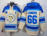 Pittsburgh Penguins #66 Mario Lemieux Cream Stitched NHL Sawyer Hooded Sweatshirt Wholesale Cheap