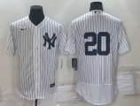 New York Yankees #20 Jorge Posada White No Name Stitched MLB Flex Base Nike Jersey