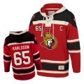 Old Time Hockey Ottawa Senators #65 Erik Karlsson Premier Red Sawyer Hooded Sweatshirt NHL Jersey