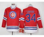 Chicago Cubs #34 Jon Lester Red Long Sleeve Stitched Baseball Jersey