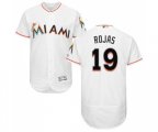 Miami Marlins #19 Miguel Rojas White Home Flex Base Authentic Collection Baseball Jersey