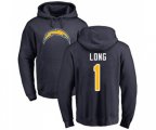 Los Angeles Chargers #1 Ty Long Navy Blue Name & Number Logo Pullover Hoodie