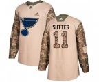 St. Louis Blues #11 Brian Sutter Authentic Camo Veterans Day Practice NHL Jersey