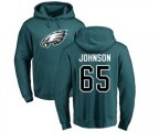 Philadelphia Eagles #65 Lane Johnson Green Name & Number Logo Pullover Hoodie