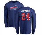 Buffalo Bills #24 Taron Johnson Royal Blue Name & Number Logo Long Sleeve T-Shirt