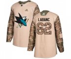 Adidas San Jose Sharks #62 Kevin Labanc Authentic Camo Veterans Day Practice NHL Jersey