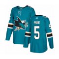 San Jose Sharks #5 Dalton Prout Authentic Teal Green Home Hockey Jersey