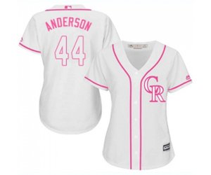 Women\'s Colorado Rockies #44 Tyler Anderson Authentic White Fashion Cool Base Baseball Jersey