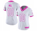 Women Kansas City Chiefs #10 Tyreek Hill Limited White Pink Rush Fashion Football Jersey