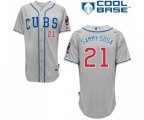Chicago Cubs #21 Sammy Sosa Replica Grey Alternate Road Cool Base Baseball Jersey